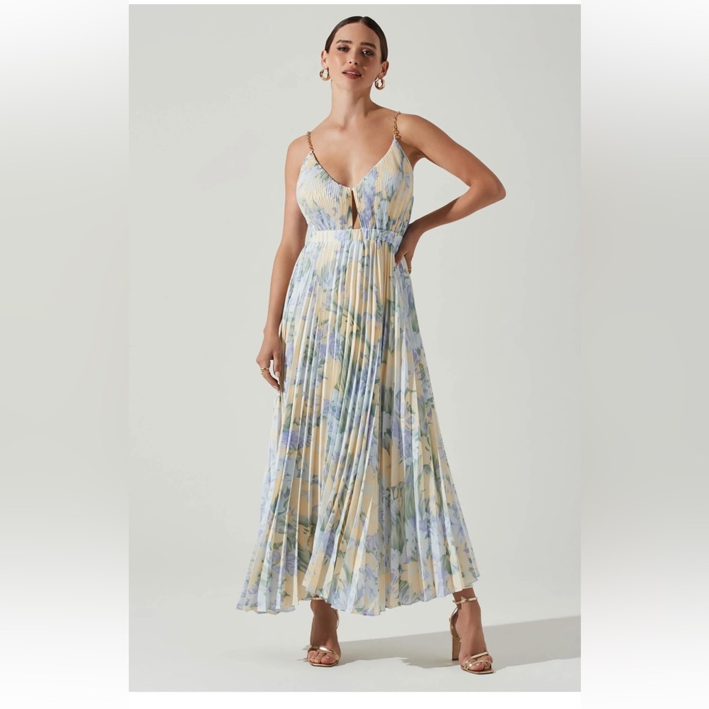 NWT Astr the Label Loralee Floral Pleated Maxi Dress Medium